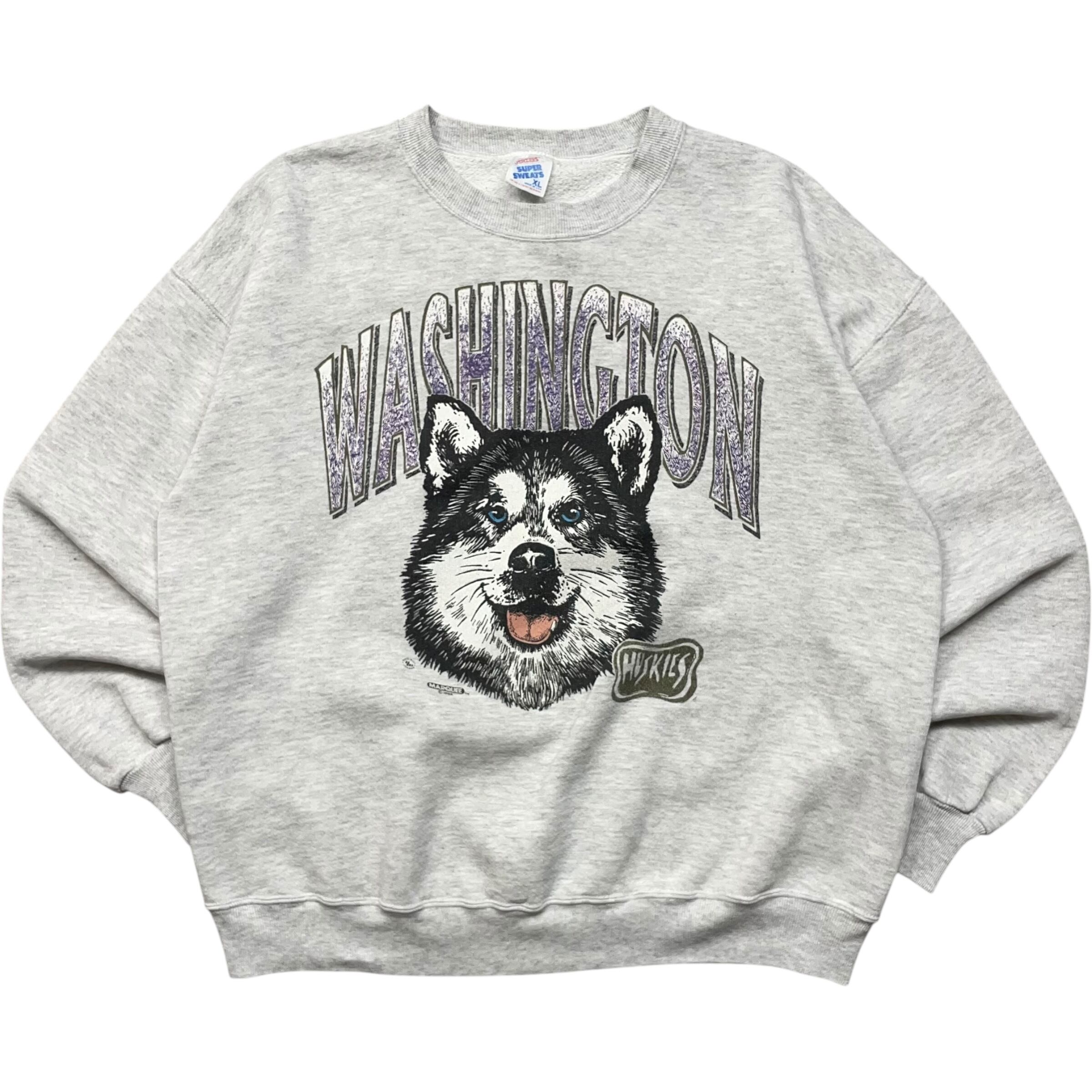 《XL》 JERZEES ジャージーズ スウェット ウルフ アニマルプリント グレー USA製 90年代 vintage no.5665