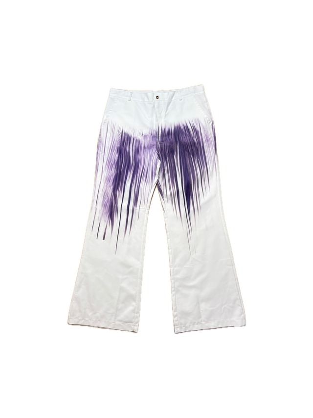 2000s Vintage White Purple Drip Graphic Flare Pants