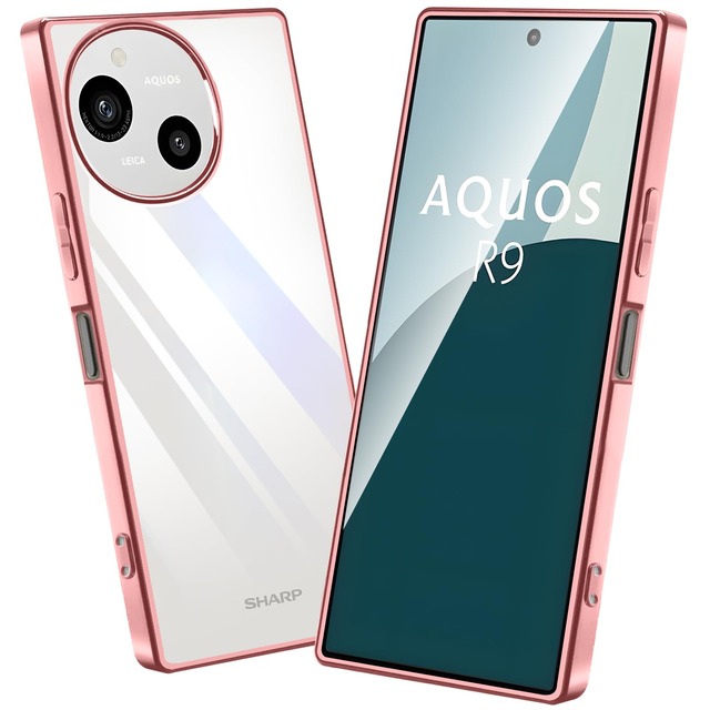 LONGINTIAN For AQUOS R10 AQUOS R9 ケース クリア SH-51F SH-51E A401SH 透明 カバー シャープ アクオス R9 耐衝撃 スマホケース TPU SH-M28 携帯カバー 薄型 軽量 ストラップホール付(ローズゴールド)