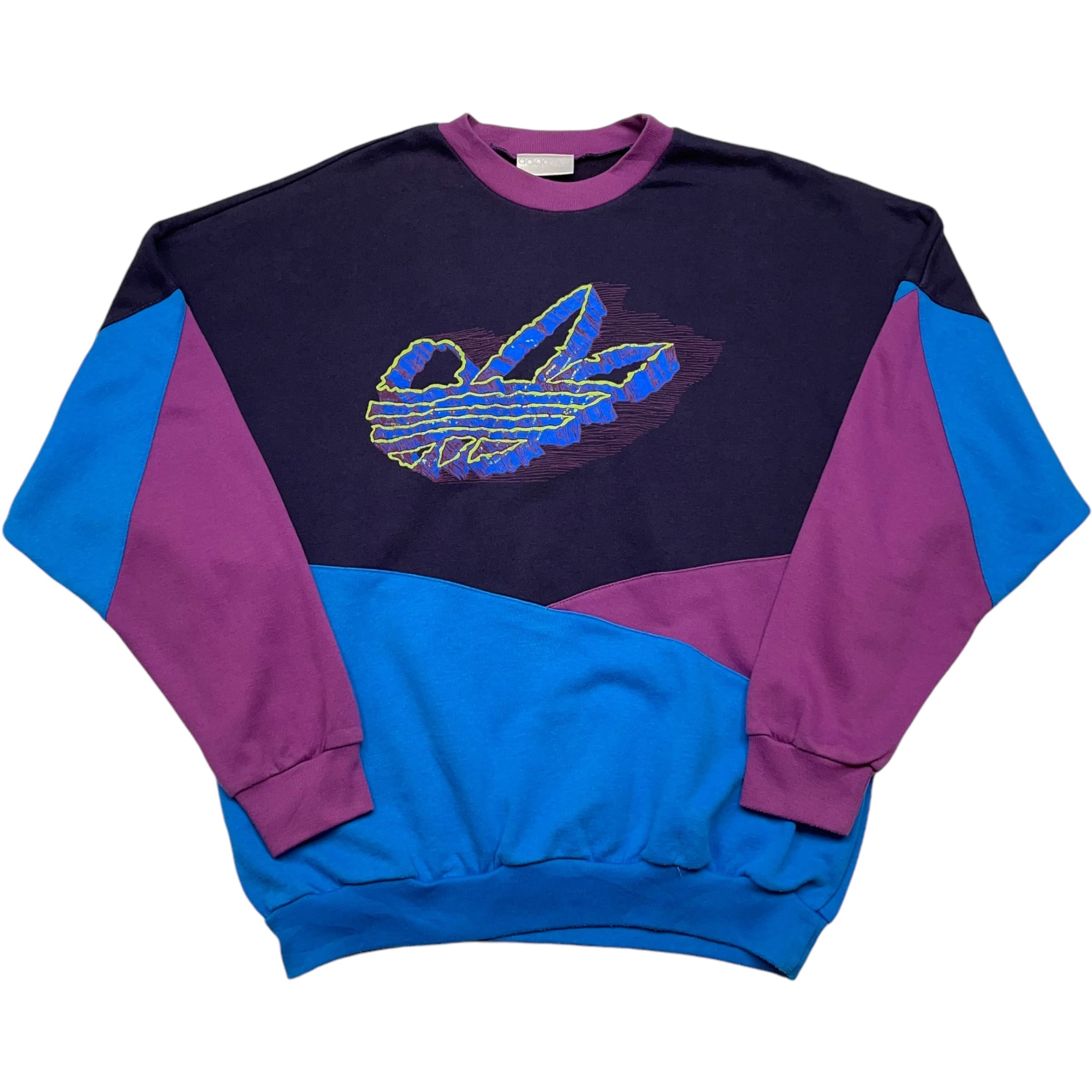 《L》 adidas アディダス スウェット マルチカラー プリント 80年代 vintage no.4550