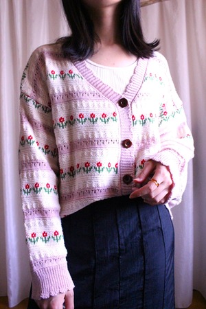 フラワーニット　　　ピンク