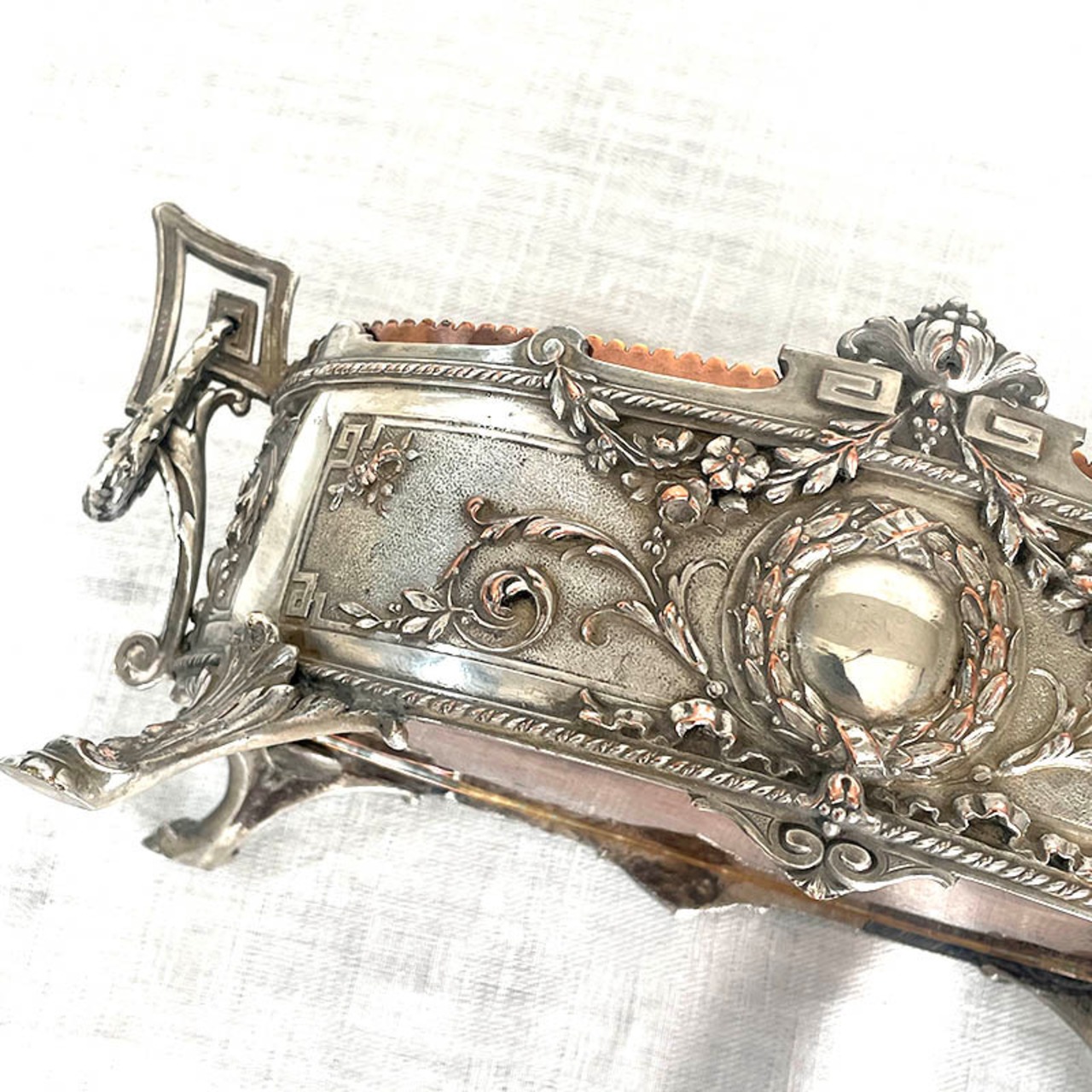 ジャルディニエール　銅製トレー付き　鉢カバー　花器　脚付き小物入れ　 12otdn10