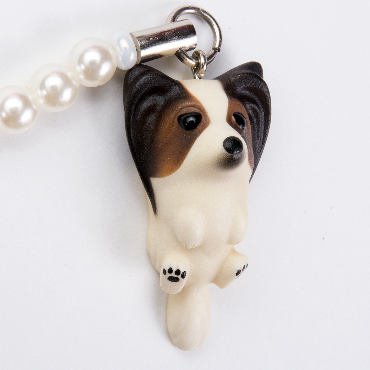 Dog 92 Papillon パピヨン トライカラー ビーズ ストラップ DN-1402