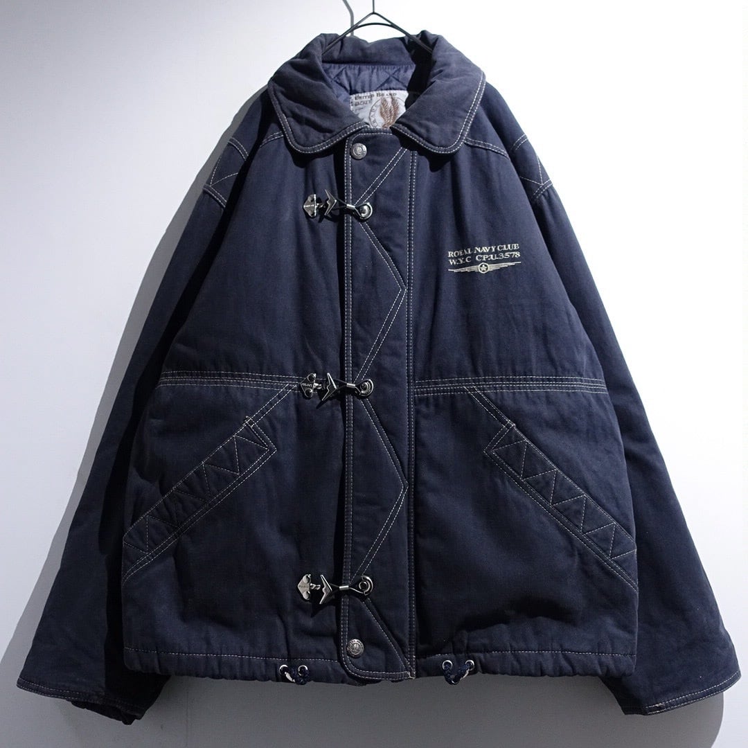 Navy Hook & Stitchwork Design Padded Jacket