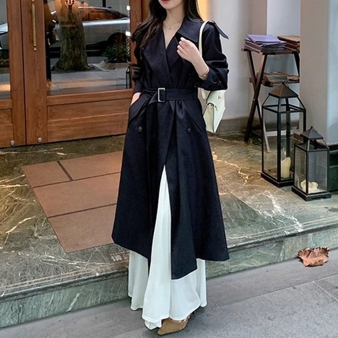Belted Long Trench Coat V172