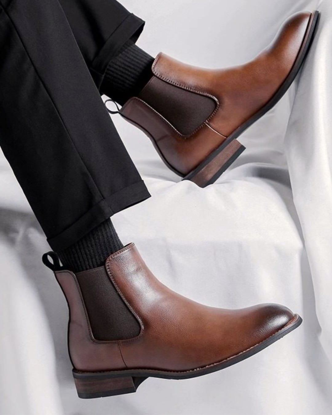 クラシック レザーライクチェルシーブーツ 2色 A0164