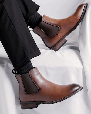 クラシック レザーライクチェルシーブーツ 2色 A0164