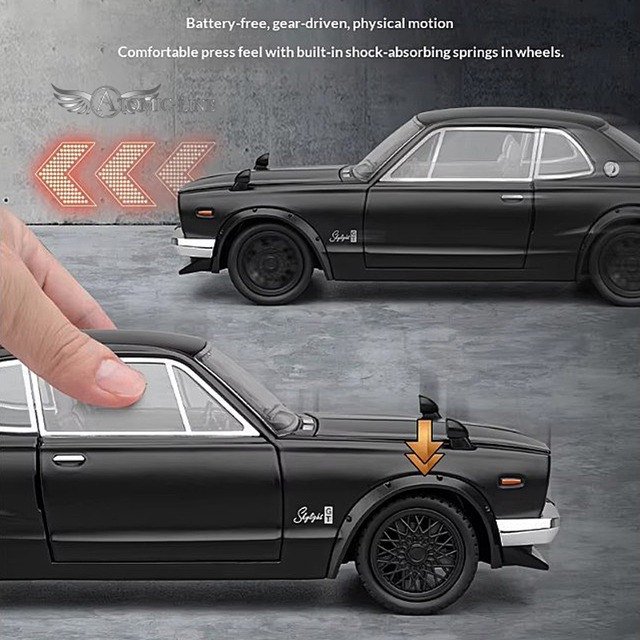 日産 スカイライン GT-R ハコスカ 1/22 ミニカー ライト点灯 エンジンサウンド 合金モデル 模型 ジオラマ
