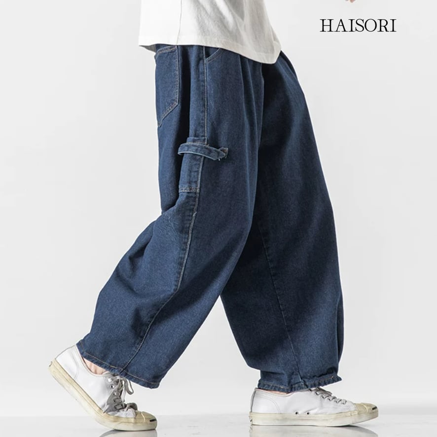 ディープタック バルーンシルエット ワイドデニムパンツ