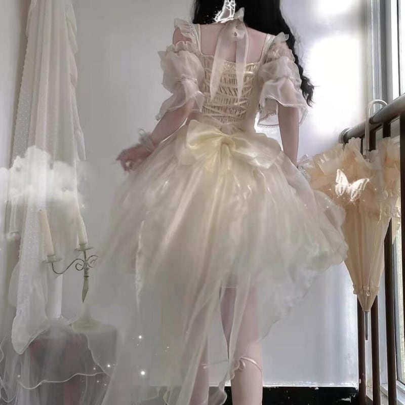 即納 アプリコット XL コンカフェ衣装 ドレス オフショル レース セットアップ