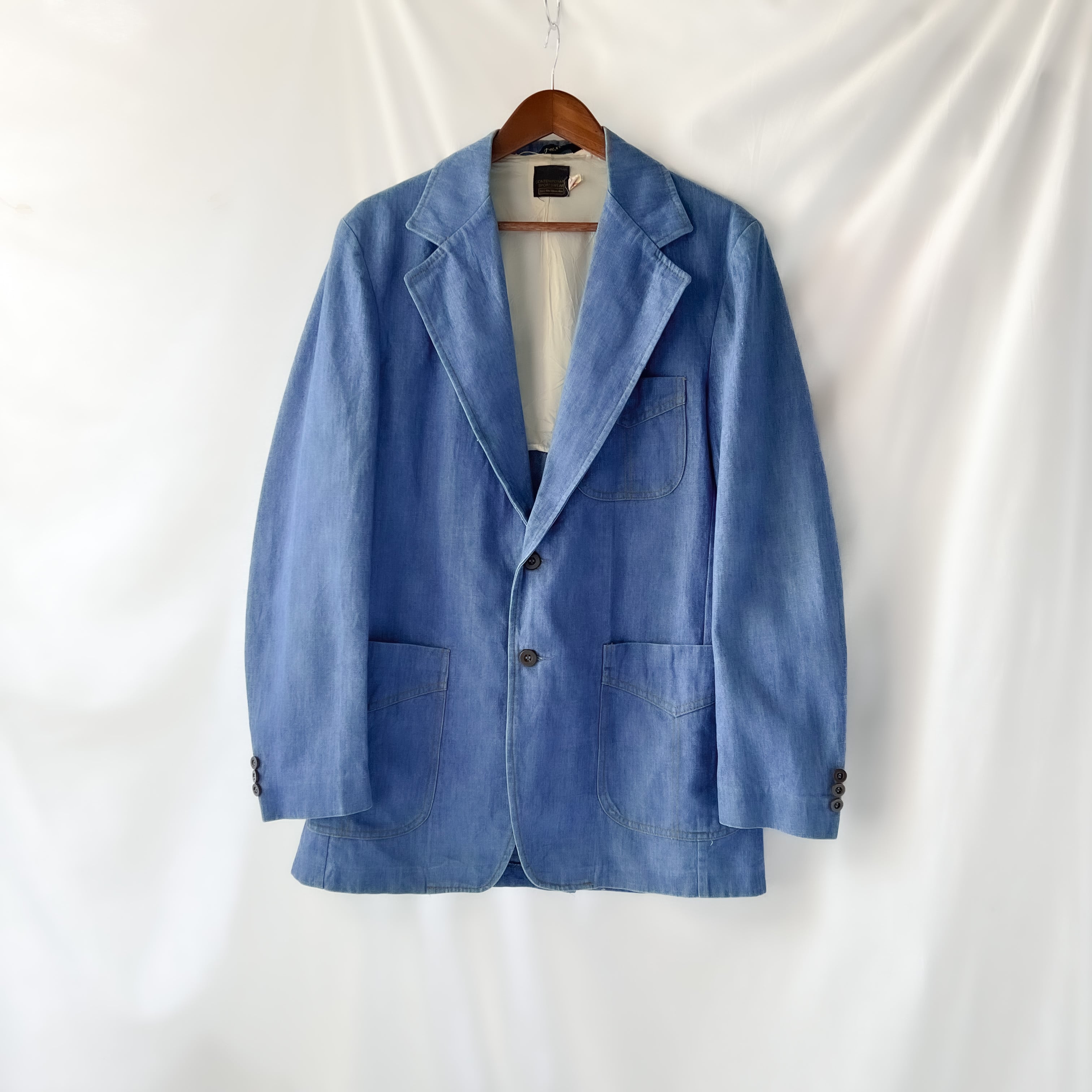 About 70s “Sears” 黒タグ 金色刺繍 Chambray tailored jacket 60年代