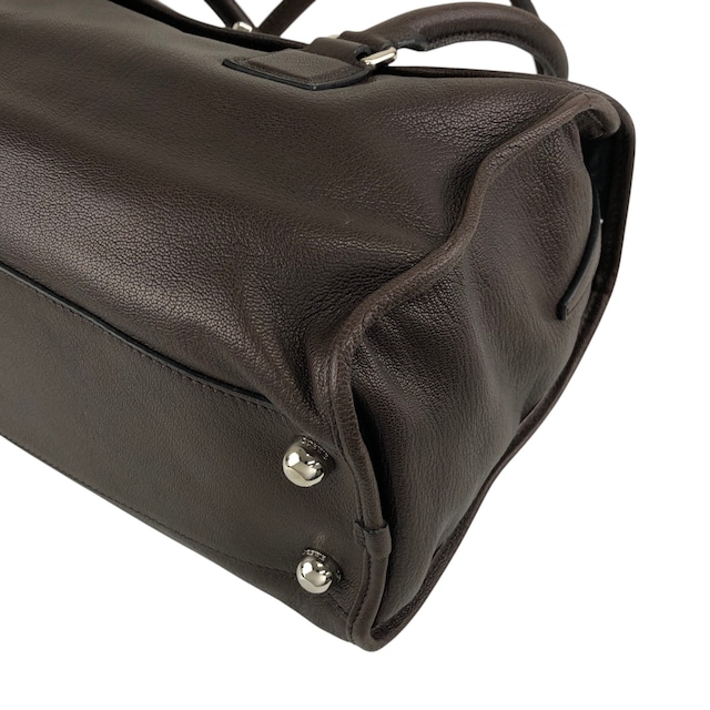 LOEWE ロエベ ADA ハンドバッグ ブラウン アナグラム レザー フラップ ボストンバッグ vintage ヴィンテージ オールド ekmjjs