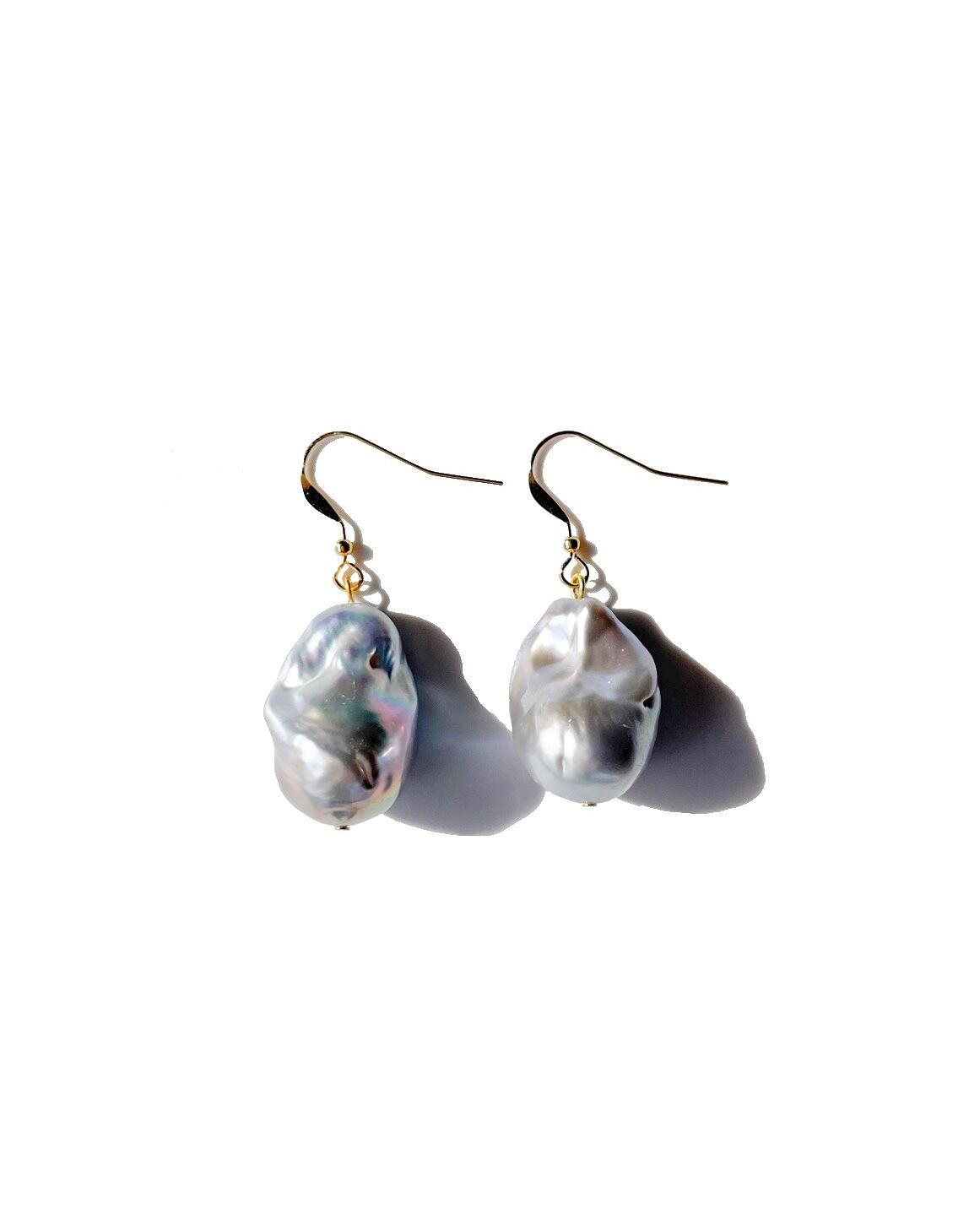 Baroque pearl pierce/earring -Gray-
