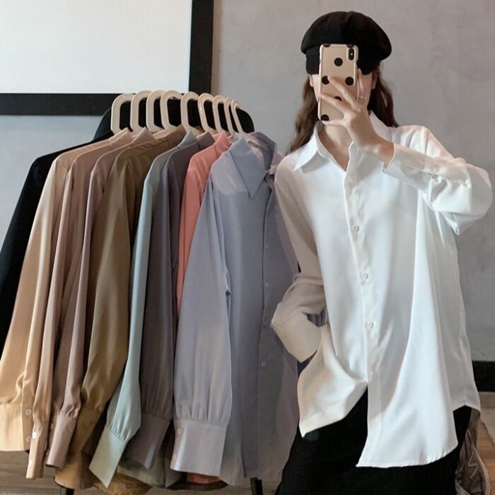 ホワイトシャツ スプリングトップス ロング 春物 1号婦人56633828138