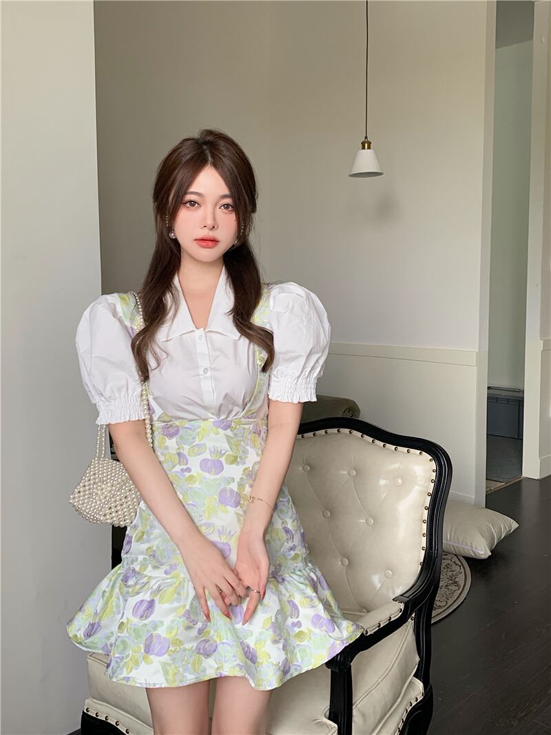 ブラックウェストホワイトシャツ スカート ブラックストロベリース5378944609