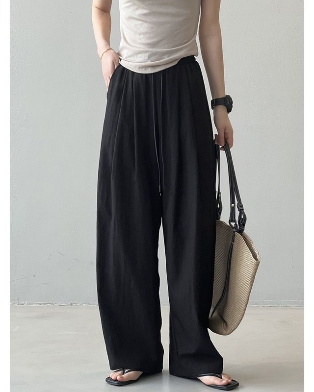 Drawstring Hem Tuck Pants