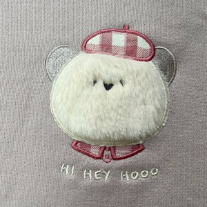 衿付き！チェック衿　ベア刺繍 ゆる くま スウェット プルオーバー　