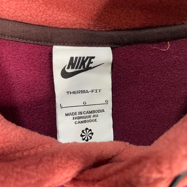 新品 NIKE フリースアノラックパーカー L マルチカラー ボルドー