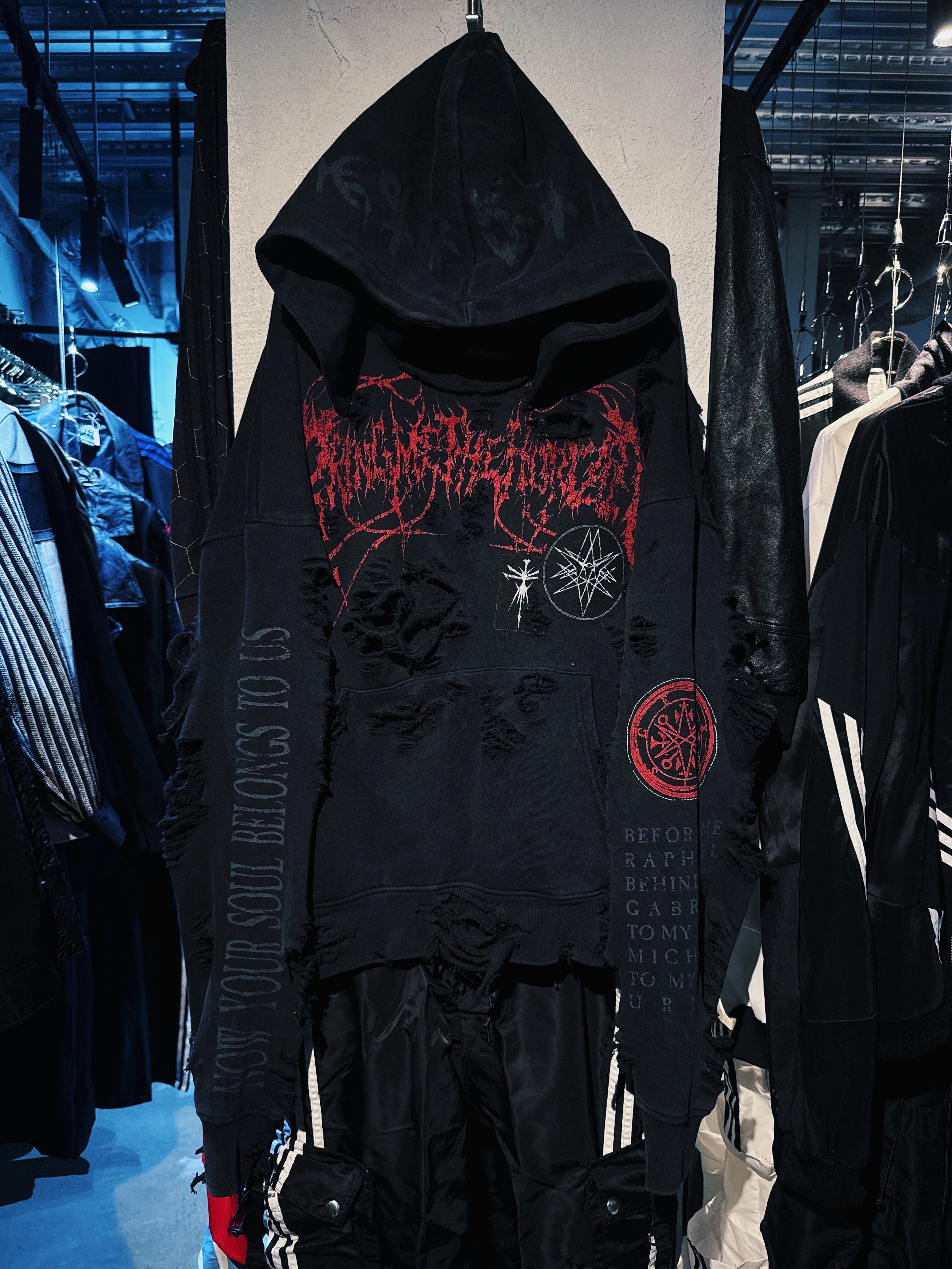 【D4C】vintage Gothic spike pattern boro custom design sweat hoodie pullover