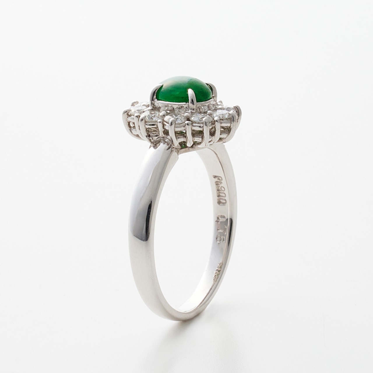 琅かん翡翠 ロウカン翡翠 プラチナダイヤリング A貨翡翠 jd_rg1206