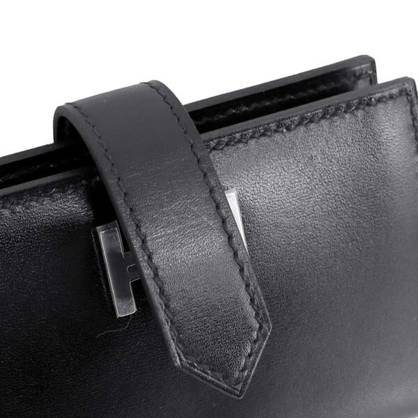 Unused HERMES エルメス カードケース ベアン ボックスカーフ 黒 二