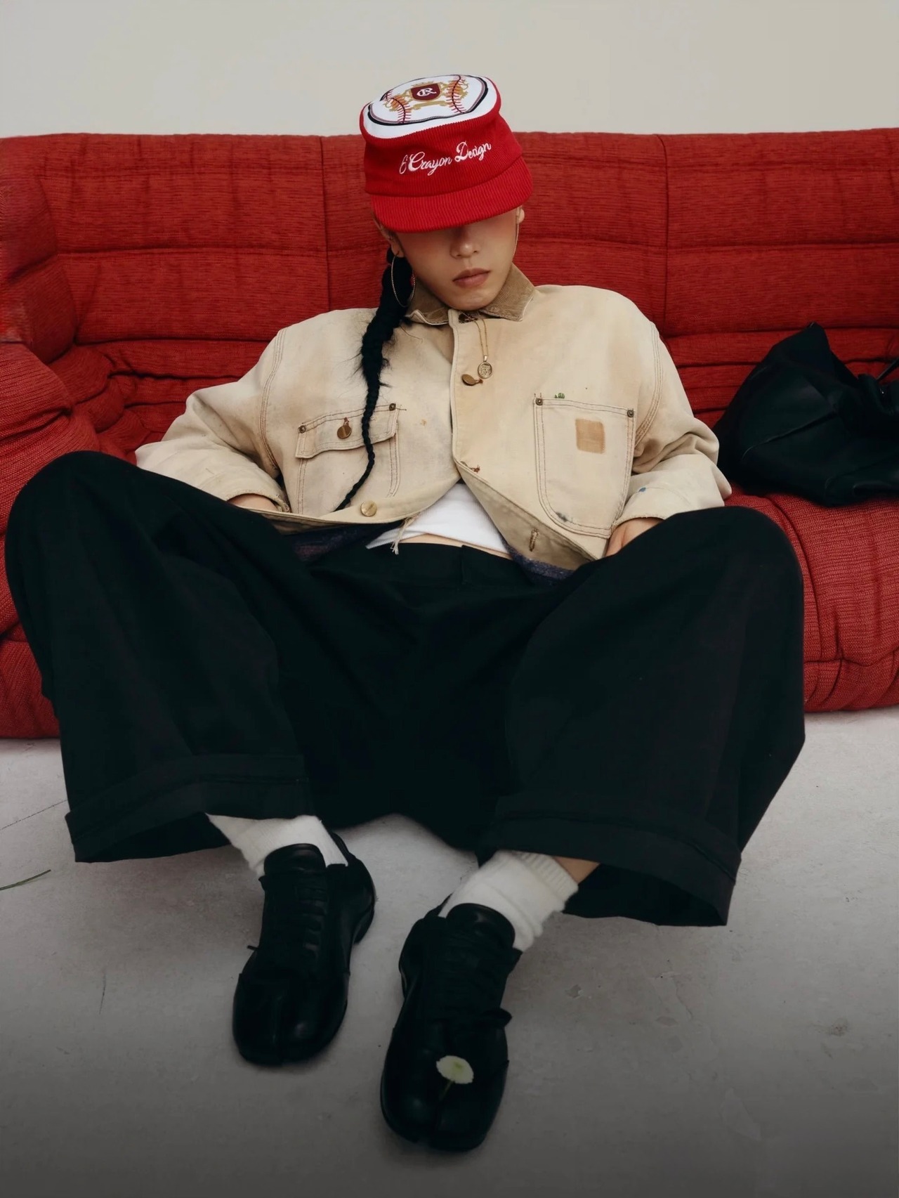 6CRAYON Flat Top Corduroy Baseball Cap