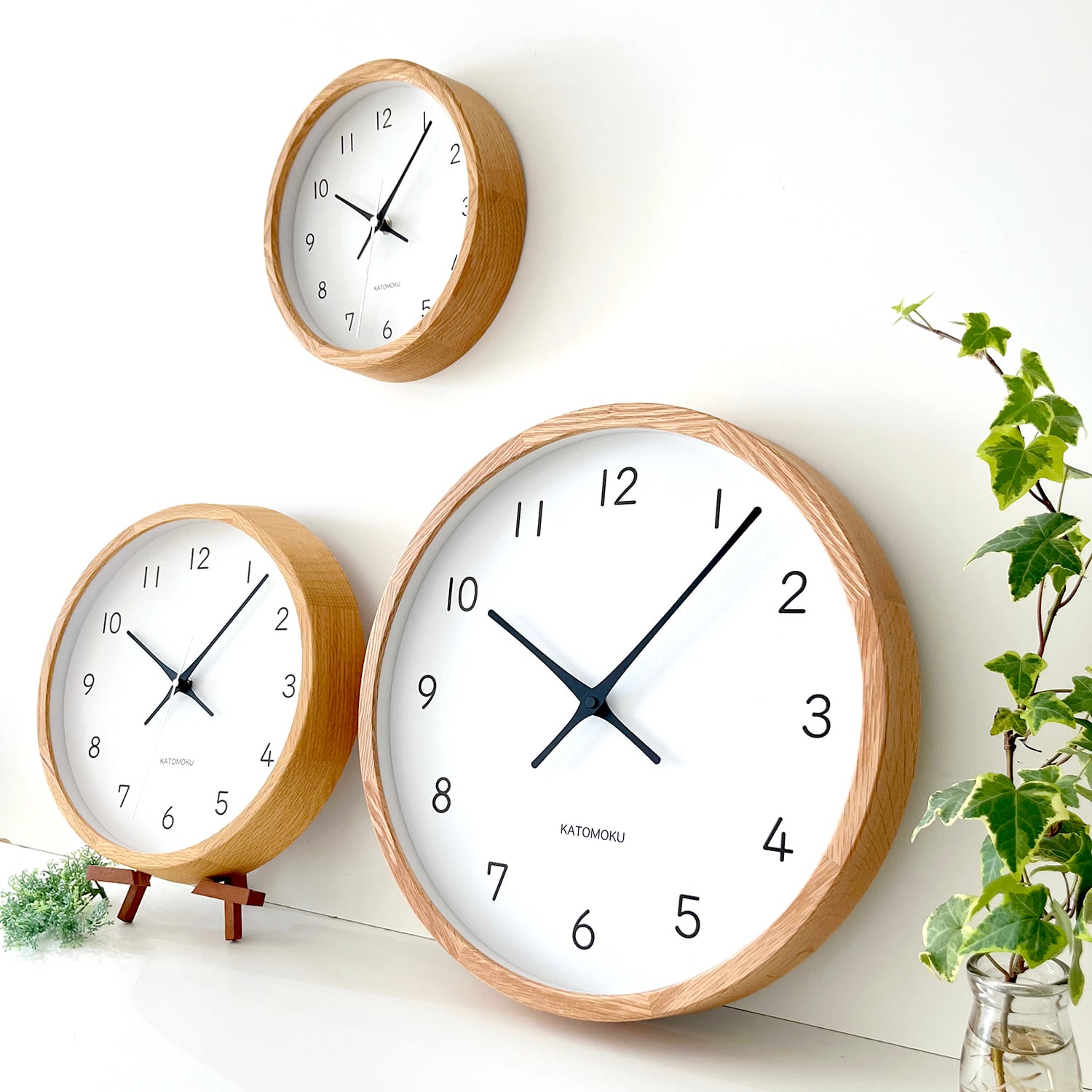 KATOMOKU muku clock 13 オーク 電波時計 (電波時計) 【公式通販】