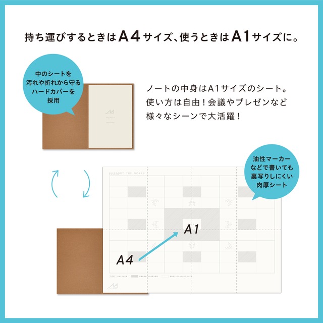 A1ノート Support The Goals 目標達成シート Oguno Notebook オグノ ノートブック