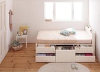 棚・コンセント付き 大容量コンパクトチェストベッド Refes リフェス ベッドフレームのみ セミシングル ショート丈 一人暮らし 新生活