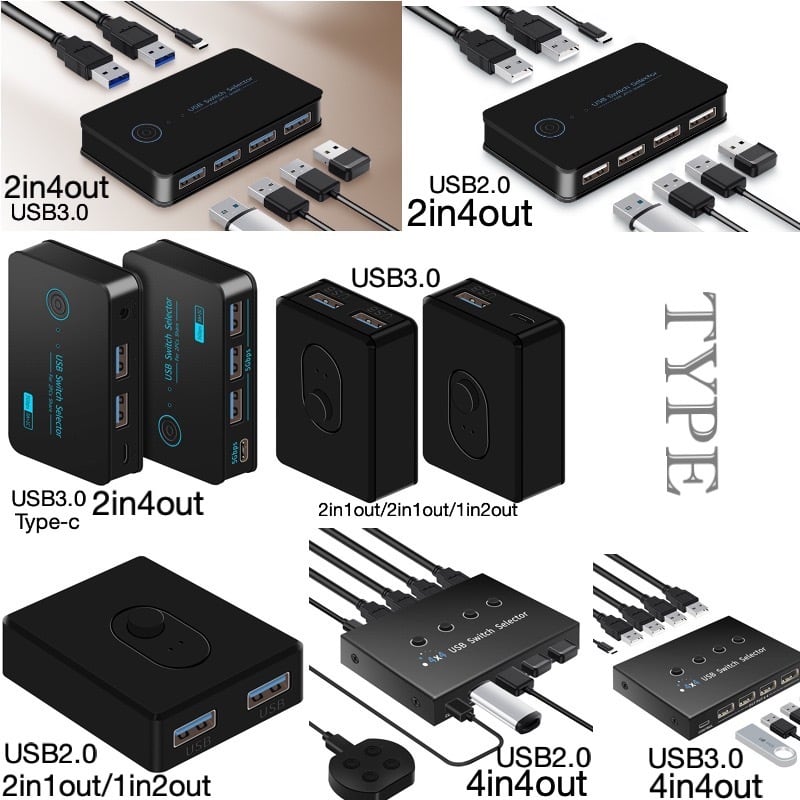 Cable Matters USB切替器 4ポート USB 3.0 4台PC用 : Cable Matters 20Gbps USB4 USB-C 切替器、2台の