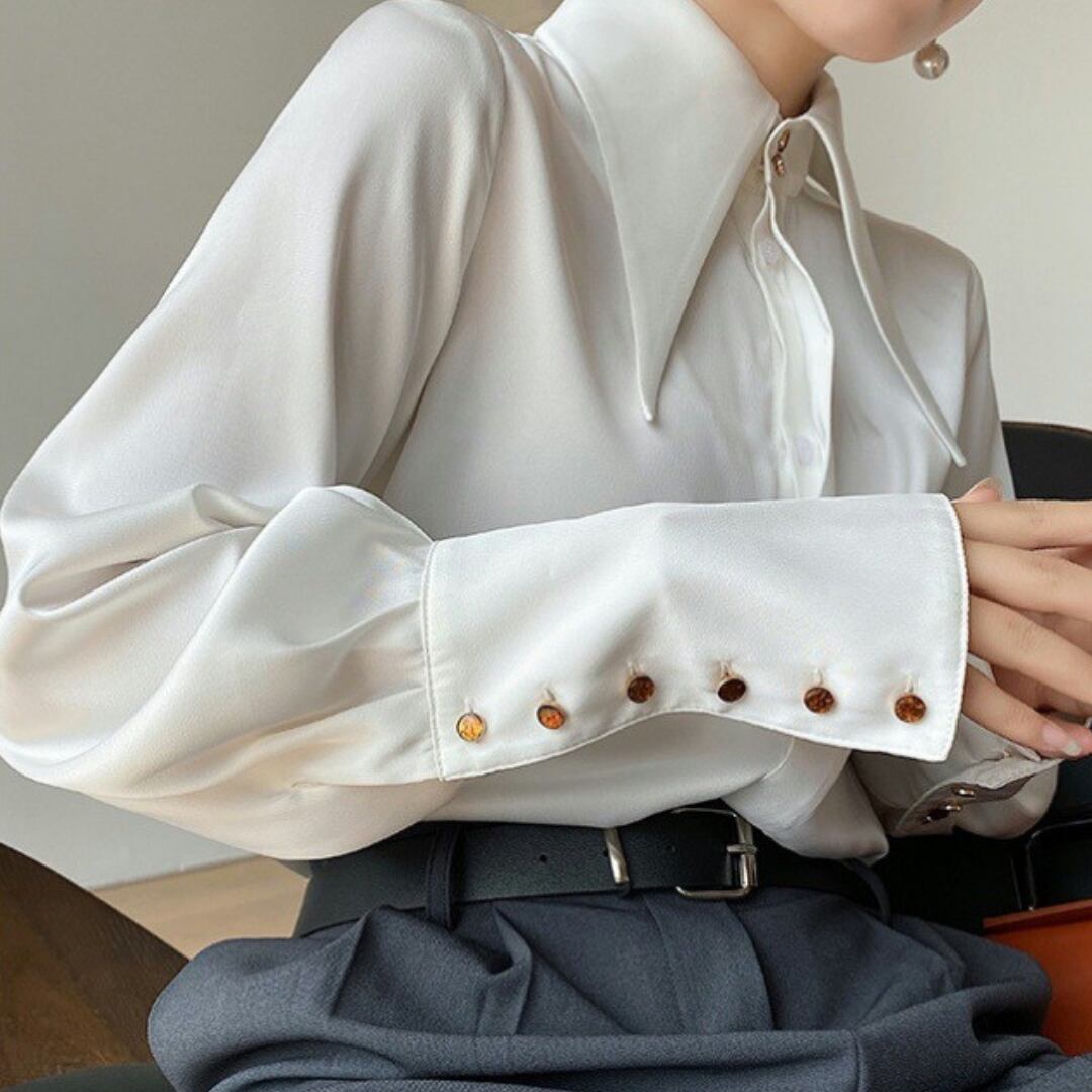 ビッグカラー サテン ブラウス 3412433