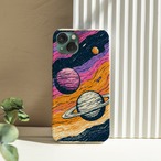 受注生産 iPhoneケース 紫の惑星とオレンジ銀河の宇宙柄｜スペースエイジ RFSP035B