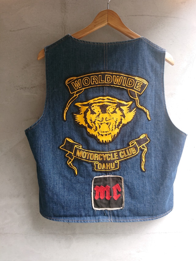 1970s WORLDWIDE MOTORCYCLE CLUB DENIM MC VEST