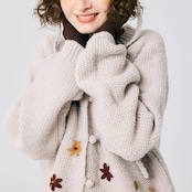 花刺繍のニットカーディガン&ベストセット 《P0267》