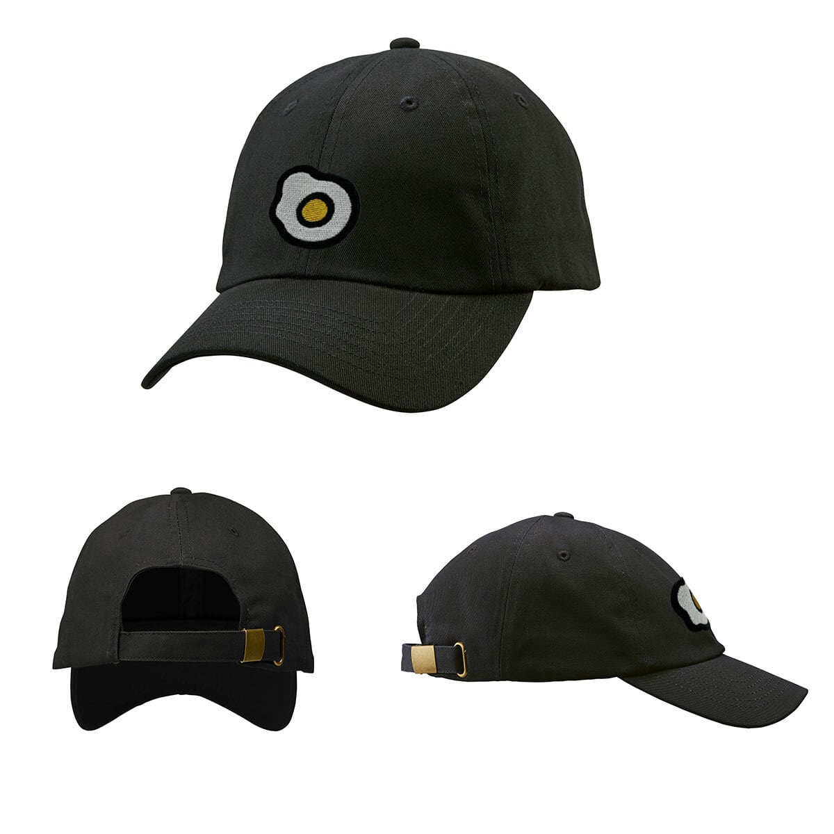 かわいい 目玉焼き 刺繍キャップ cap-a_ss011 帽子 コットン ツイル ロー キャップ ワンポイント