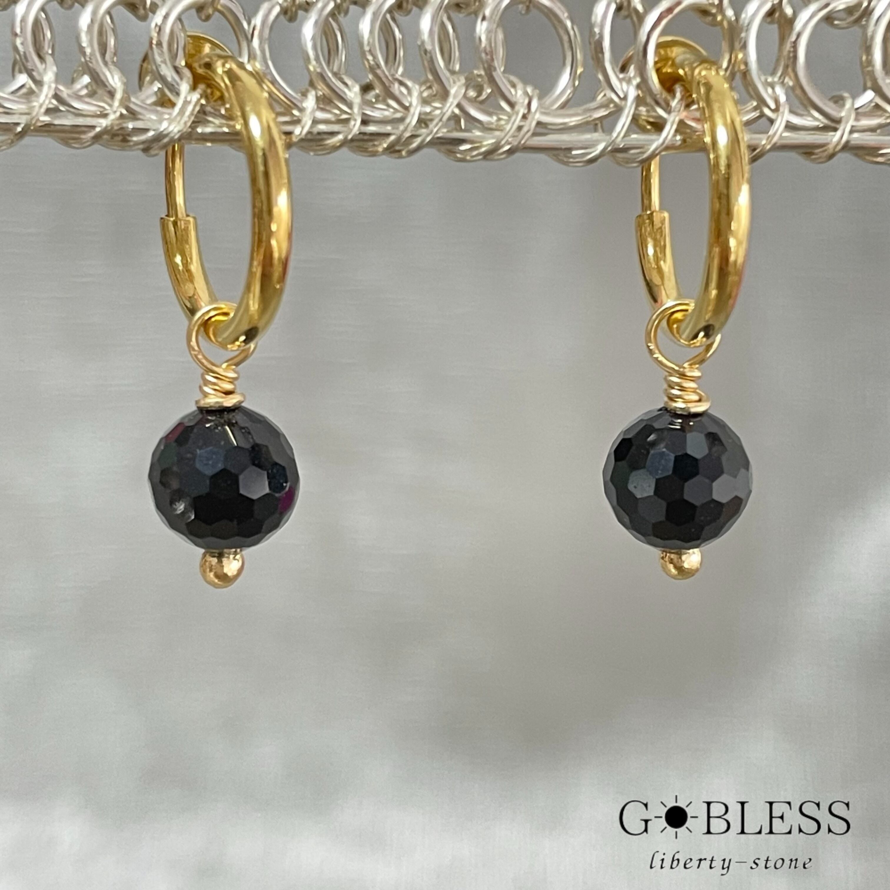 183. 漆黒の鏡玉 ブラックオニキス／イヤリング ピアス 1粒 | G☀️BLESS