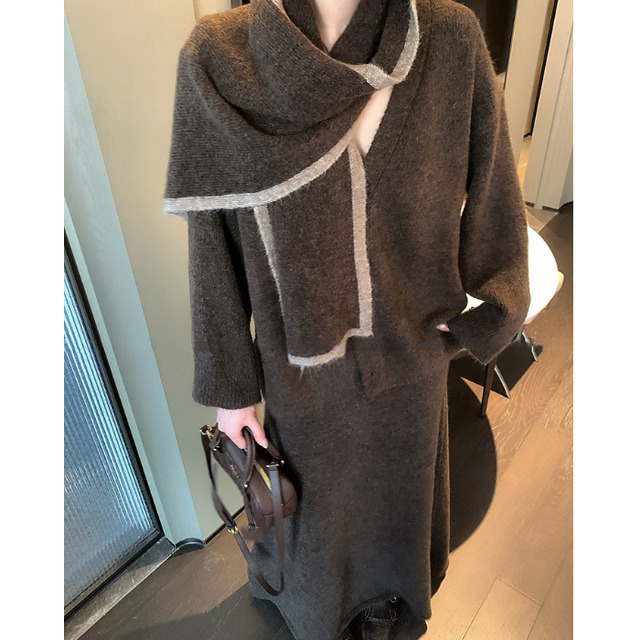 スリーピースストールニットカーディガンセットアップ［S-M］