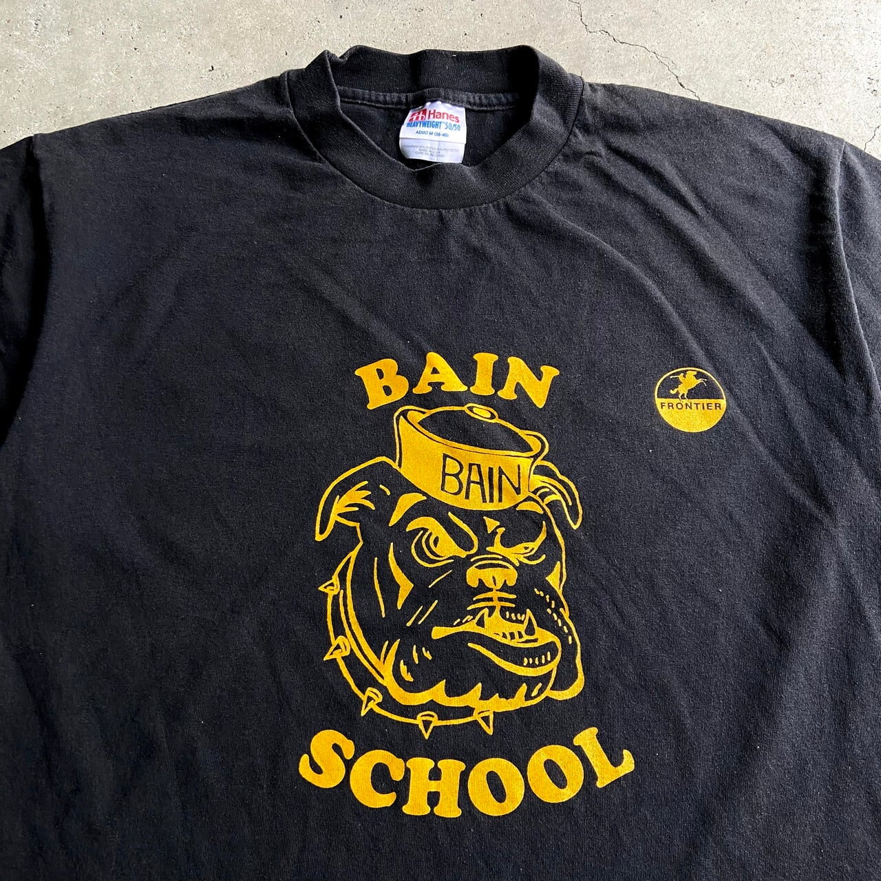 90年代 USA製 BAIN SCHOOL ブルドッグ イヌ アニマルプリントTシャツ 