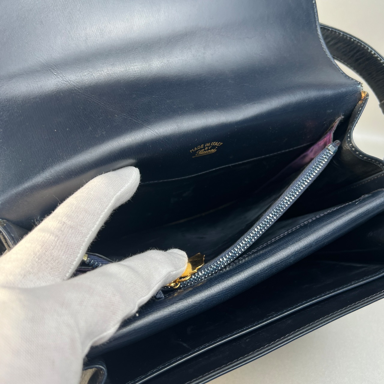 GUCCI グッチ  ワンショルダー レザー ハンドバッグ ブルー A-9457