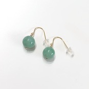 プルンとした翡翠を耳元に！ 若草色 フックピアス＆イヤリング A貨翡翠 jd_mm1042