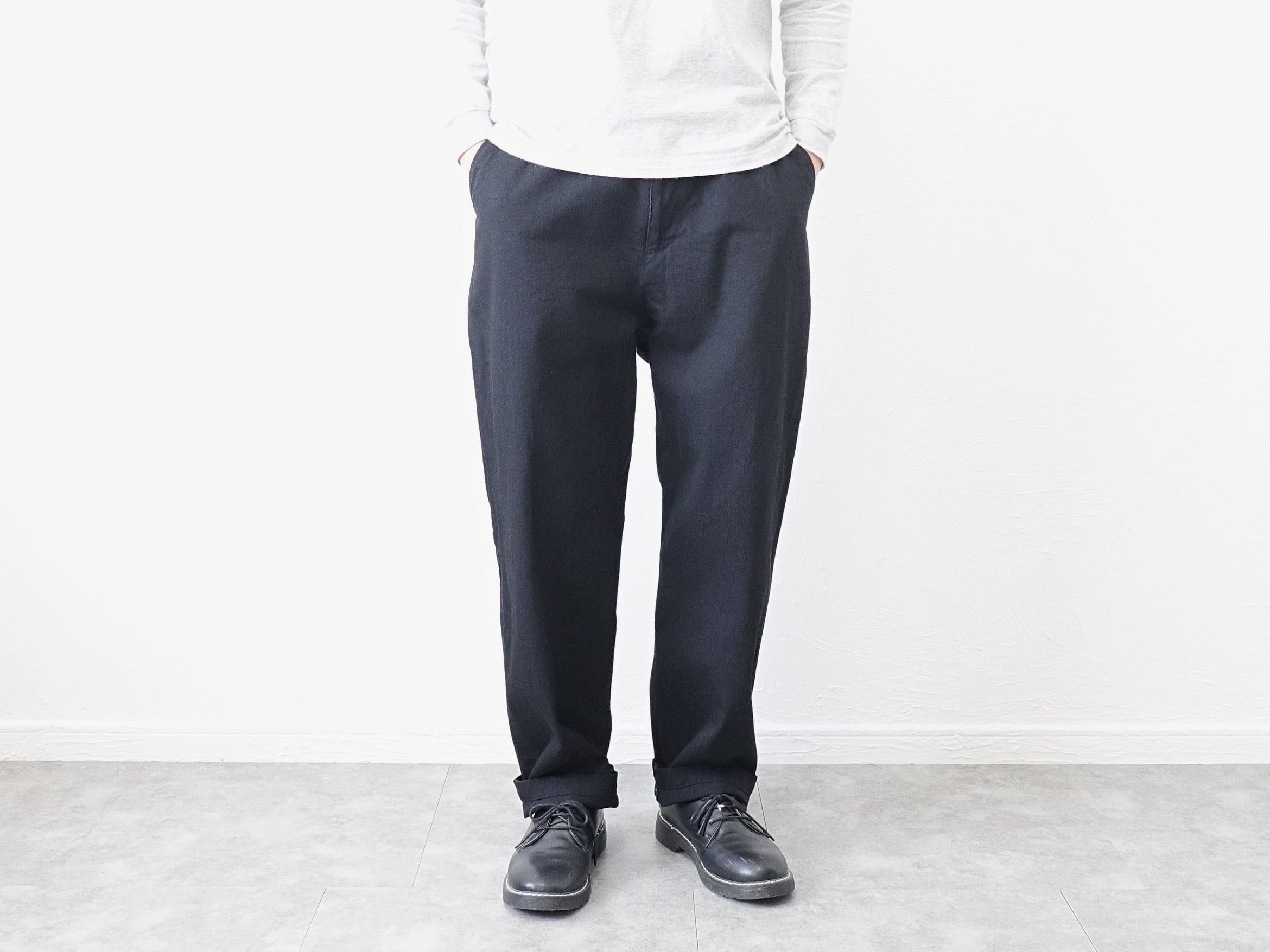 have a good day / DENIM RELAX TROUSER PANTS - BLACK ハブアグッド