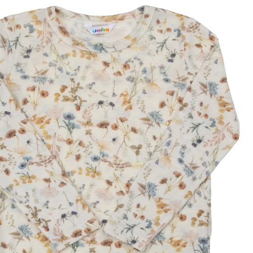 JOHA（ヨハ）KIDS-Blouse/flora  メリノウール100% プリント長袖Tシャツ