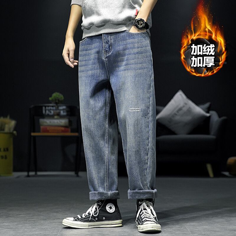 【新作】【送料無料】 Yidao Vintage 20 Winter ese Simple Letter Printing Thicken Jeans Trend All-match Straight Pants Men-Alibaba ウィンター 冬物 ビンテージ hip6-161184642456304