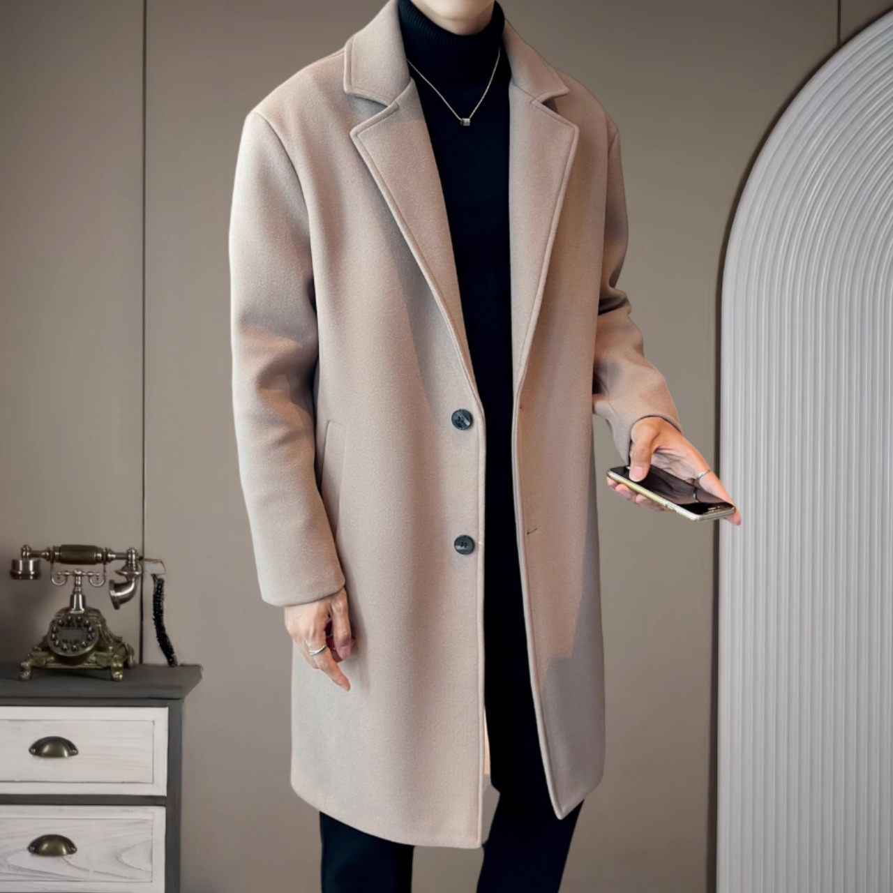 ヒップ丈 シングルブレストコート af0393