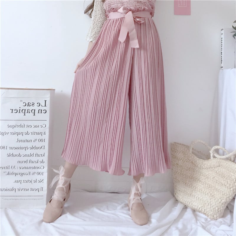 誠実 Libjoieプリーツリボンカーディガン&プリーツカットソーパンツ