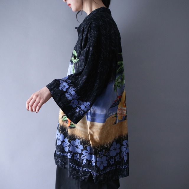 "BIG DOGS" XXX super over silhouette unique botanical pattern h/s shirt