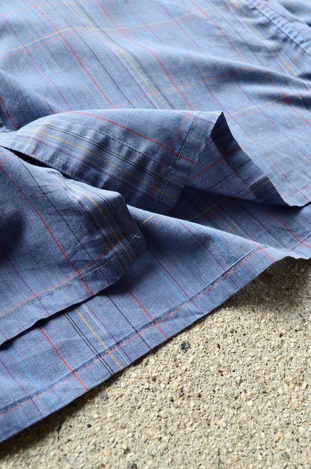 Peter ENGLAND 1990's From UK Multi Plaid Check Cotton Voile Old Shirt PolyBlend 90s euro コットンボイルシャツ