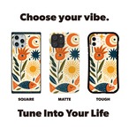 受注生産 iPhoneケース 太陽と花の白背景民芸柄｜花モチーフ FMSY081C