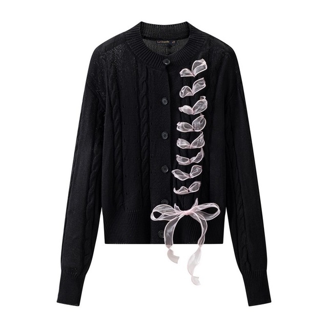 Ribbon Embellished Knit Cardigan　202680106