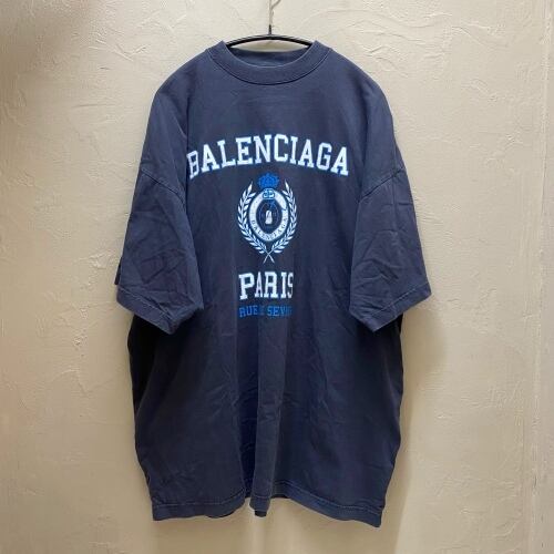 BALENCIAGA バレンシアガ カレッジロゴプリントTシャツ ネイビー系 